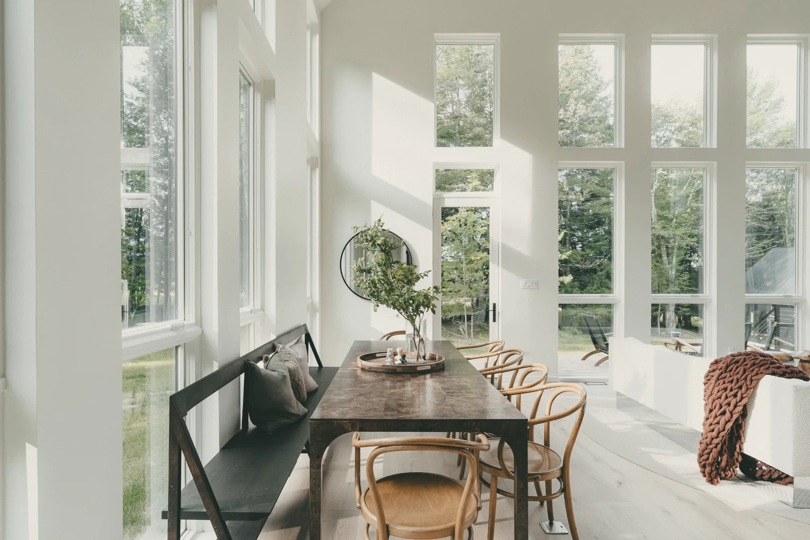 A long table set before guests arrive